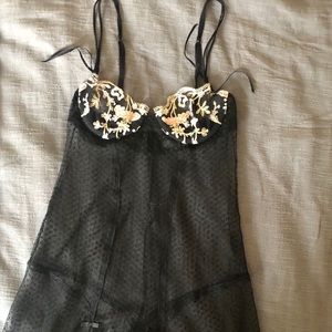 La Perla Black Lace Teddy with floral detail S